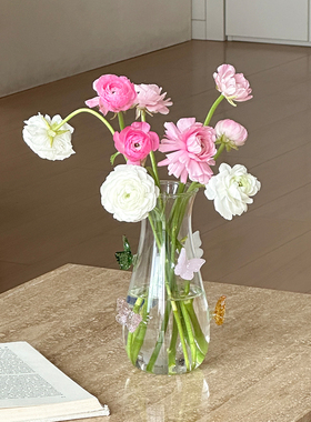 透明玻璃花瓶蝴蝶装饰摆件简约家居水培花器桌面花艺客厅插花手工
