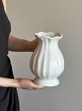 轻奢高级感白色陶瓷花瓶摆件客厅插花水养插花鲜花专用花瓶摆设