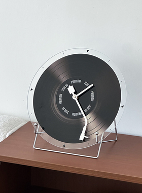 玻璃黑胶唱片摆件客厅电视柜玄关酒柜装饰品高级感桌面挂钟表摆设