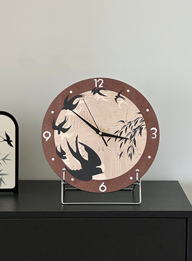 复古美拉德时钟摆件高级感中古风轻奢客厅桌面房间装饰品入户摆台