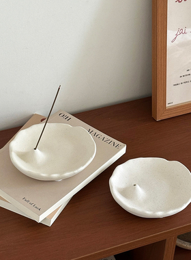 圆形香托香座香插红色装饰轻奢高级感桌面摆件创意线香小众氛围感