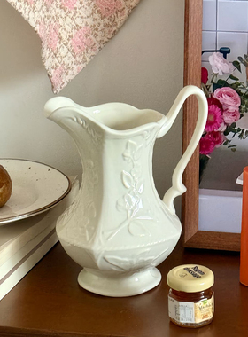 法式高级感陶瓷花瓶客厅插花餐桌面装饰摆件轻奢韩系拍照道具手提