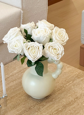 情人节礼物新款保湿高仿真玫瑰花客厅花瓶插花轻奢高级感装饰摆件