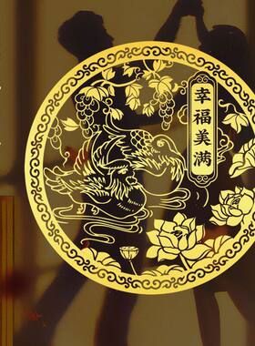 桃花崭鸳鸯隐形金属贴斩男女感情侣夫妻幸福家庭和睦金属创意贴纸