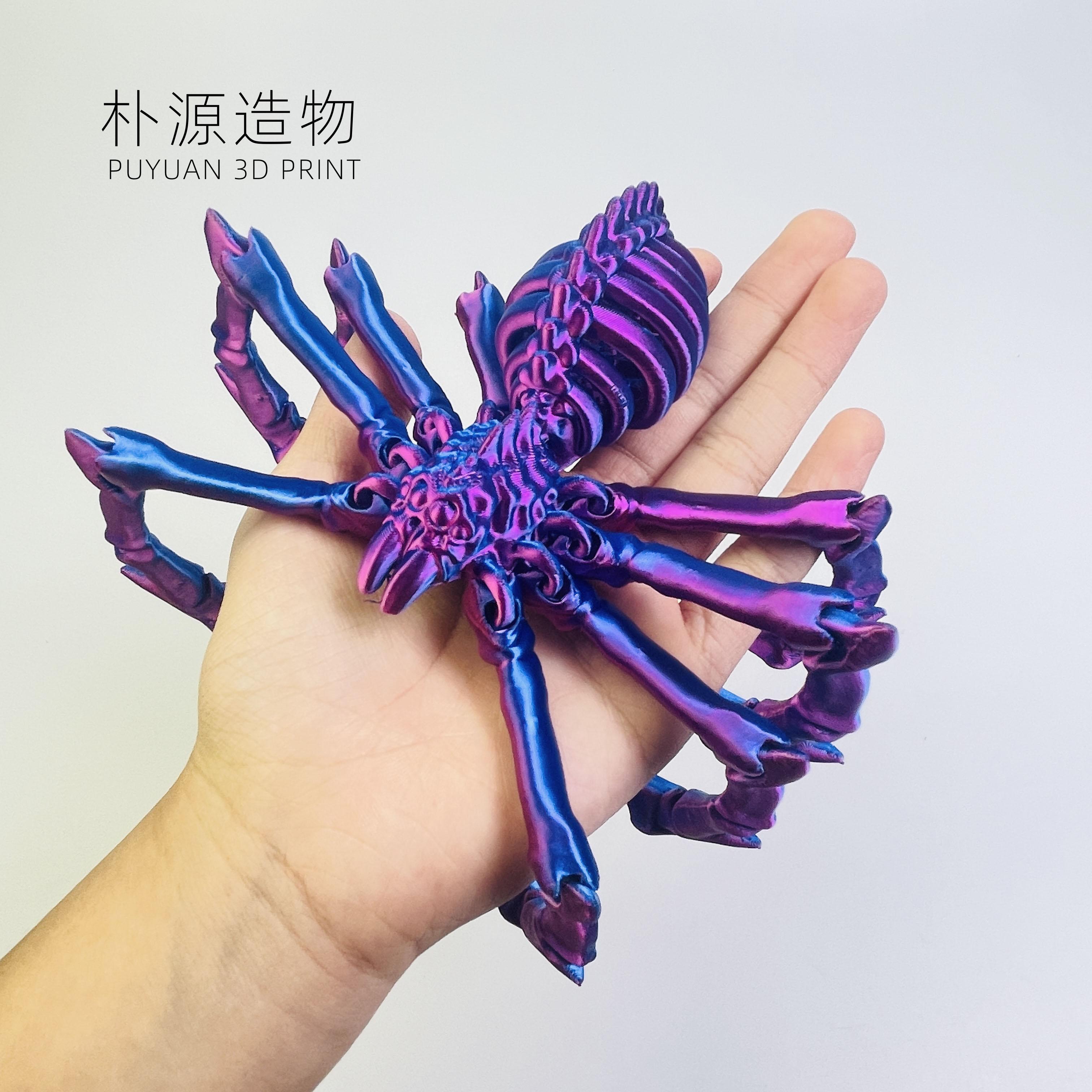 3d打印蜘蛛地狱骨架狼蛛关节可活动收缩夜光蜘蛛男孩模型玩具摆件 - 图0