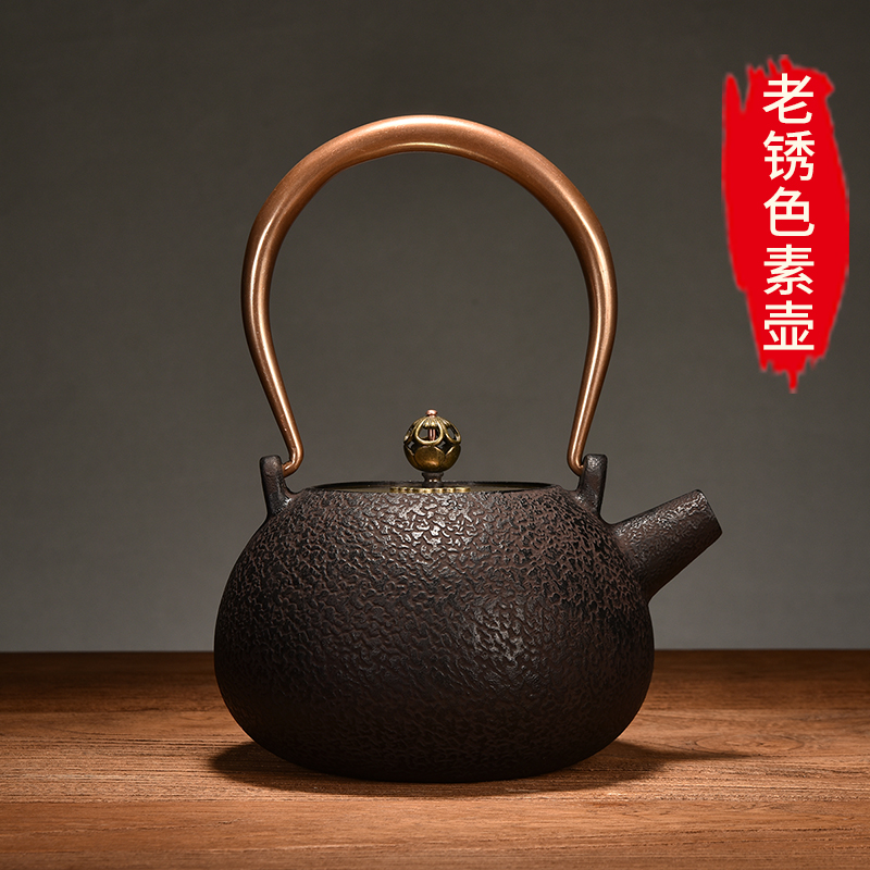网虫日式复古铸铁茶壶烧水沏茶生铁壶提梁煮水老铁壶单壶家用茶具-图0