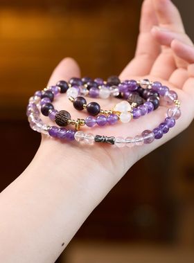 古法合香珠紫水晶手链项链双用款配饰女天然香手工手串