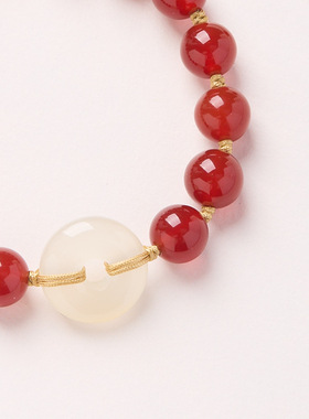 源头工厂天然红玛瑙手绳玛瑙平安扣编织手链寺庙结缘礼物