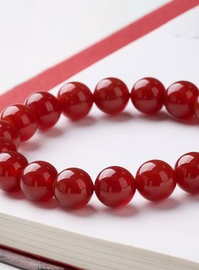 十二生肖红玛瑙绿东陵白玉髓手链串珠女马年本命年文玩手串