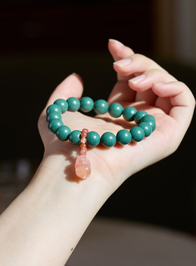 蓝药师合香珠红玛瑙貔貅手链串珠女中草文玩手串手饰首饰