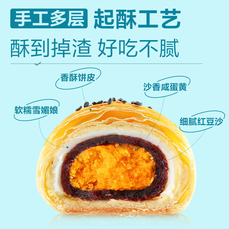 良品铺子雪媚娘网红休闲早餐蛋黄酥 良品铺子传统糕点