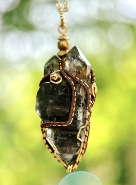 黑流沙手工绕线灵摆项链闪灵钻