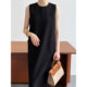 Temperament simple and slim long skirt commuting sleeveless suit vest dress women's loose round neck drape straight skirt