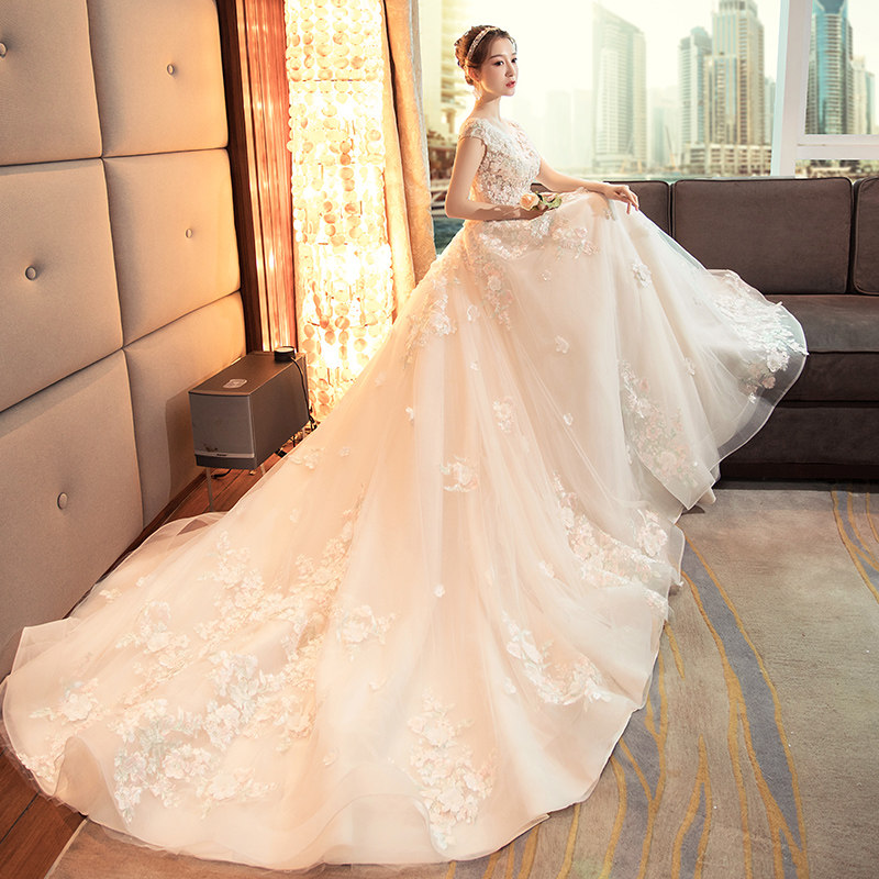 齐地2020新款韩式v领结婚星空婚纱 花嫁物语婚纱