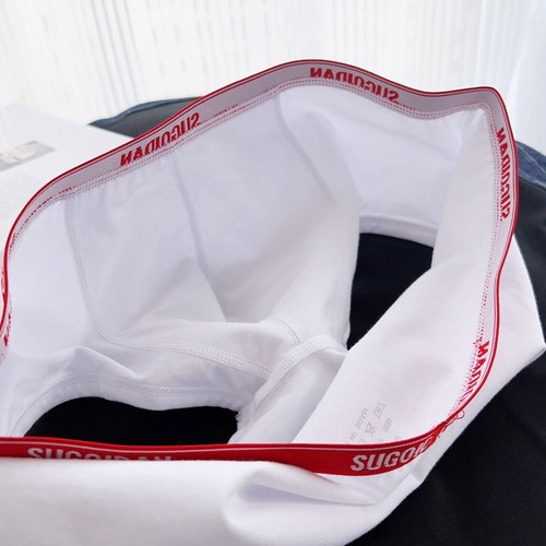 2条装男士内裤平角裤纯棉低腰窄边纯色简约U凸设计青年四角裤包邮 - 图2