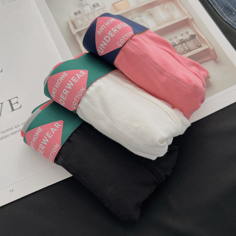 3条装男士内裤平角裤纯棉粉色舒适抑菌U凸简约纯色青年四角裤包邮,淘宝优惠券,粉丝福利购,淘宝优惠卷