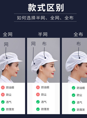 透气网餐饮工作帽女款四季食品帽