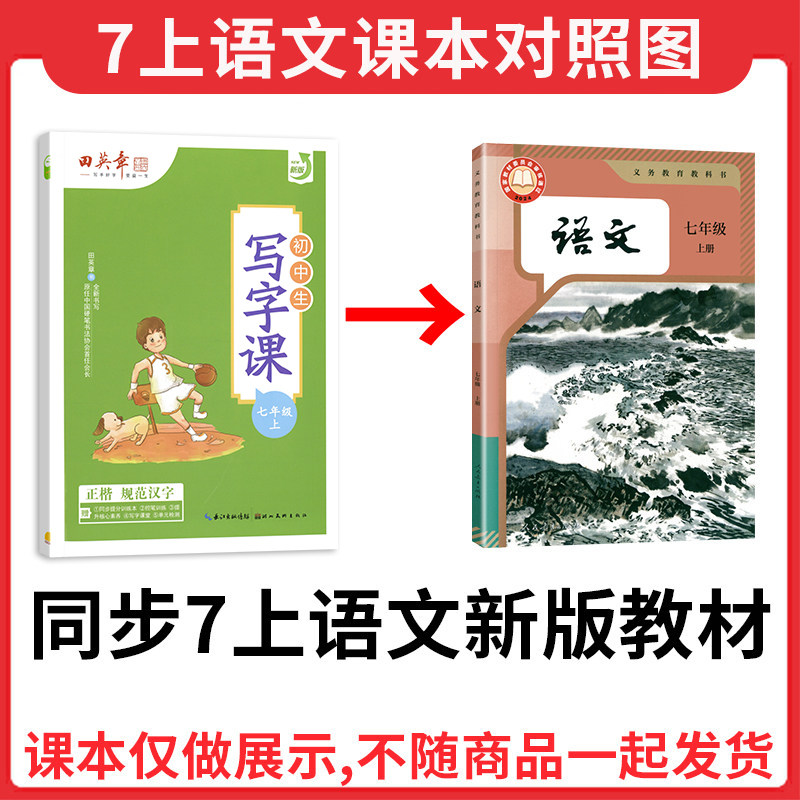 2026秋田英章初中生字帖写字课课练七年级上册下册人教版语文硬笔楷书字帖英语衡水体初一初二八年级上钢笔书法正楷字体临摹练字帖