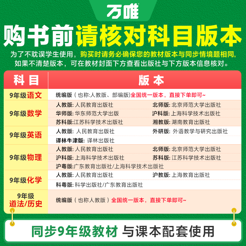 2025万唯九年级情境题数学物理化学语文英语政治历史全套人教版北师万维中考情景题基础题初三上册下册全一册同步训练必刷题练习册