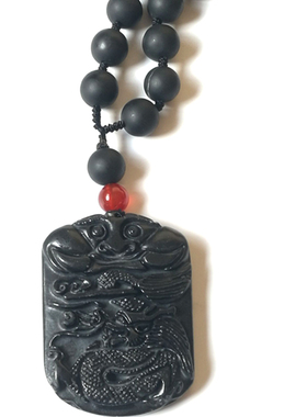 天然观音精编大气砭石项链