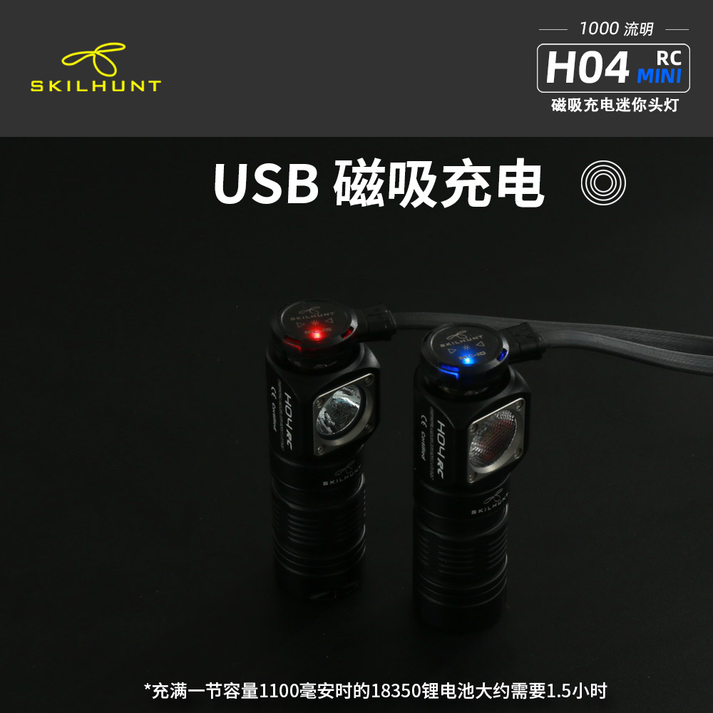 SKILHUNT思凯特H04 RC Mini迷你头灯磁吸充电18350手电筒头戴强光-图1