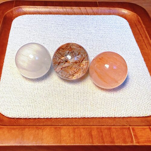 一物一图各种天然兔毛水晶发晶黑金超七单珠散珠diy配件珠径19mm - 图0