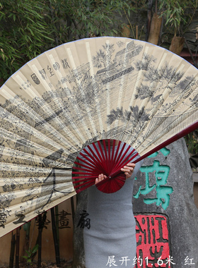 中国风绢布折扇工艺扇复古装饰