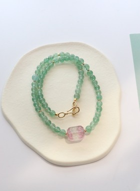 《春水》绿色草莓晶项链 彩色萤石发簪手链新中式复古文玩饰品女