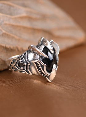 纯银男款开口朋克风格时尚银戒指