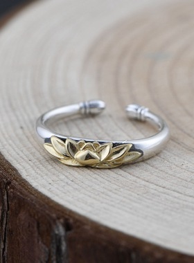 纯银戒指复古工艺开口设计银指环