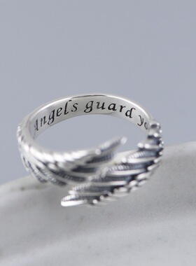 古银铺戒指复古做旧羽毛女款古风