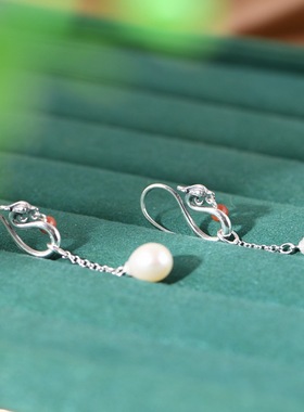 淡水珍珠耳饰凤凰女款水滴银耳坠