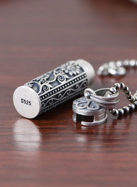 古银铺S925银复古嘎乌盒吊坠女款