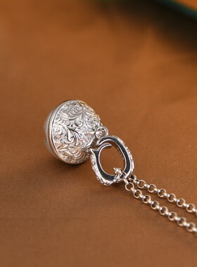 纯银铃铛小众设计唐草纹个性吊坠