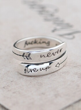 纯银复古英文字母个性朋克风戒指