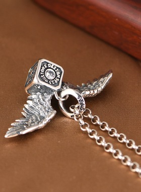 复古工艺小众设计男款翅膀项链坠