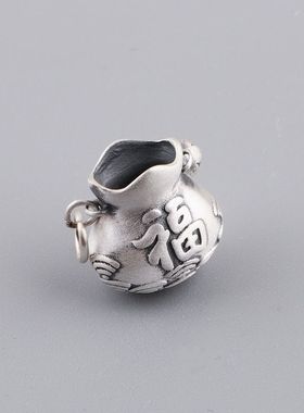 复古哑光女款时尚福字钱袋足银