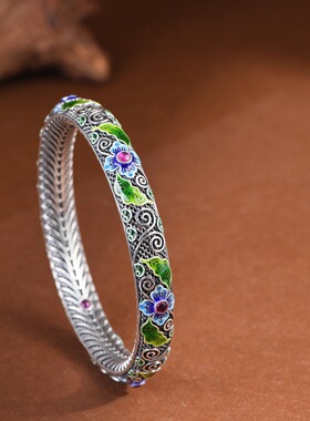 小众设计女款国风景泰蓝时尚镯子