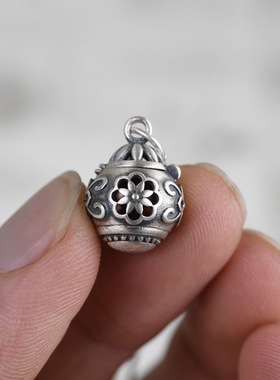 女款镂空可打开中式文艺范银吊坠