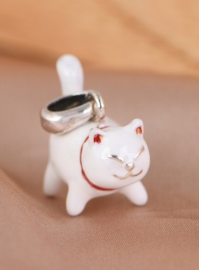 小猫银吊坠卡爱卡通滴油工艺女款