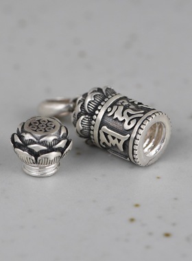 足银复古吊坠六字真言可打开