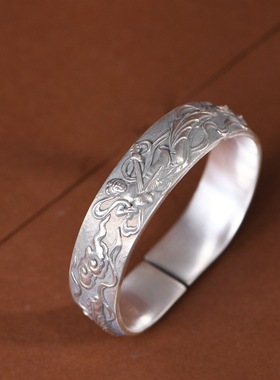 足银手镯嫦娥奔月复古工艺民族风