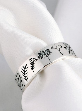 平面小众设计女款闭口田园风戒指