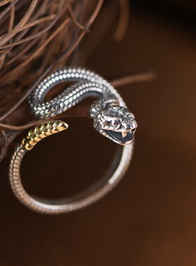 十二生肖蛇戒指开口设计纯银女款