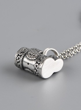 手工如意锁复古足银吊坠民族风女