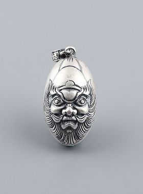 男款足银挂件吊坠大小版钟馗铃铛