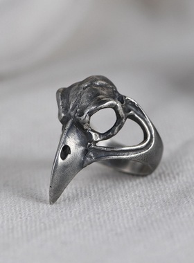 复古戒指男款骷髅头朋克风银指环