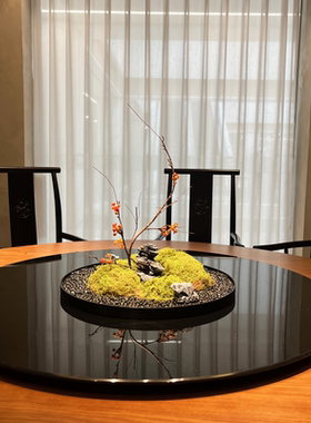 圆形餐桌摆件微景观盆景仿真花艺