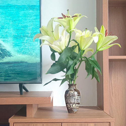 国画石原石草花石天然石头花瓶笔筒办公室桌面玄关酒柜装饰品摆件 - 图2