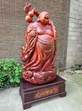 天然根艺根雕木雕花梨木弥勒笑佛装饰观赏家居办公乔迁送礼摆件